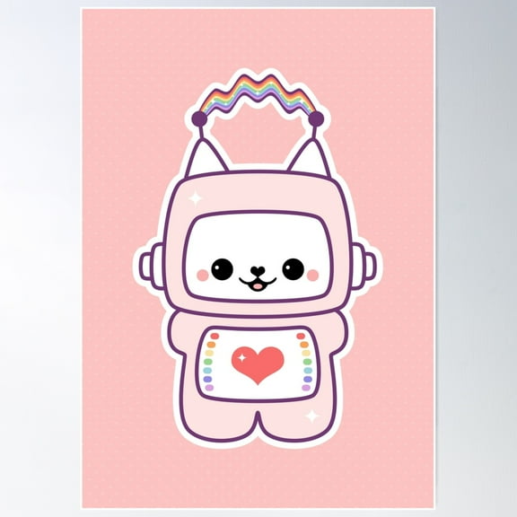 Cute Cat Bot Poster Wall Art, Modern Wall Decor For Living Room Bedroom, 12x18 UNFRAMED