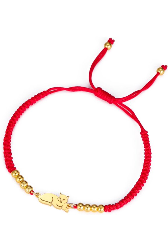 Cute Cat Bracelets for Women Pet Dog Cat Paw Bracelet Handmade Braided Red Rope Bracelet Puppy Dog Link Chain Memorial Jewelry Cat Themed Gift for Pet Lovers