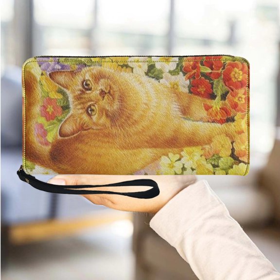 Cute Cat Brand Design Ladies Wallet Long Fashion Animal Pattern Zipper Mobile Ph Bag Card Holder Outdoor Casual Girl Clutch