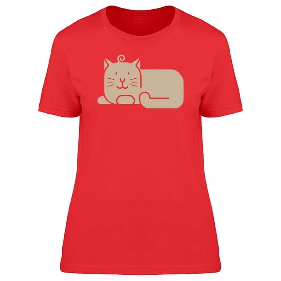 Cute Cat Brown Silhouette T-Shirt Women -Image by Shutterstock, Female Large