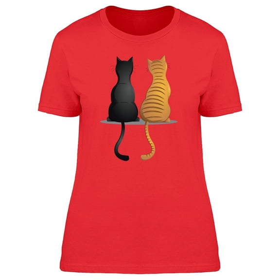 Cute Cat Buddies Cartoon T-Shirt Women -Image by Shutterstock, Female Medium