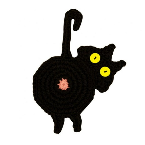 Cute Cat Butt Coaster, Drink Knitted Coaster, Funny Cat Gift For Cat Lovers, Cute Coaster, Handmade Crochet Cat Butt Coasters, 5.9*3.9 Inch