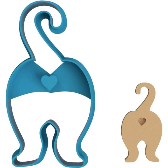Cute Cat Butt Cookie Cutter - Kitty Booty Feline Butthole Kitten Pet Animal Cat Lover (0023) (4 Inch)