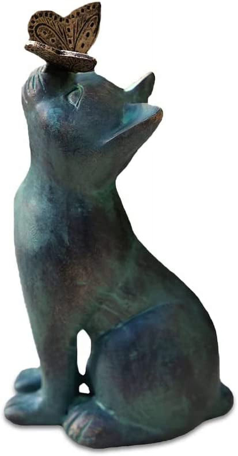 Cute Cat and Butterfly Curiosity Garden Statue, Curious Cat Play with