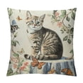 thumbnail image 1 of Cute Cat Butterfly Pillow Covers  Lovely Cartoon Pattern Beige Background Throw Pillowcase for Home Decor, 1 of 5