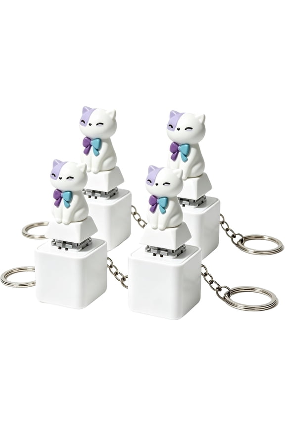 Cute Cat Button Keychain—Real Cat Meow Sound, LED Light, Funny Adults Keyboard Clicker for Fun & Stress Relief