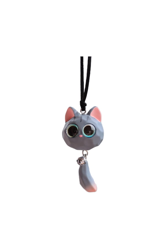 Cute Cat Car Accessories Auto Mirror Hanging Decoration, Rearview Mirror Charm Ornament, Gray Cat Keychain Accessories & Home Gardening Charms Decoration, Keys Backpack for Family Friends Gifts,Pink