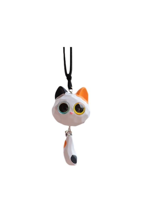 Cute Cat Car Accessories Auto Mirror Hanging Decoration, Rearview Mirror Charm Ornament, White Cat Keychain Accessories & Home Gardening Charms Decoration, Keys Backpack for Family Friends Gifts,Pink
