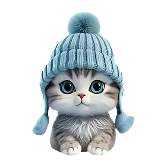 Cute Cat Car Air Freshener Vent Clips, Flat Cartoon Kitty Car Diffuser Air Conditioner Outlet Clip, Auto Interior Decoration Accessories for Most Vehicles (Fragrance tablets with random scent)