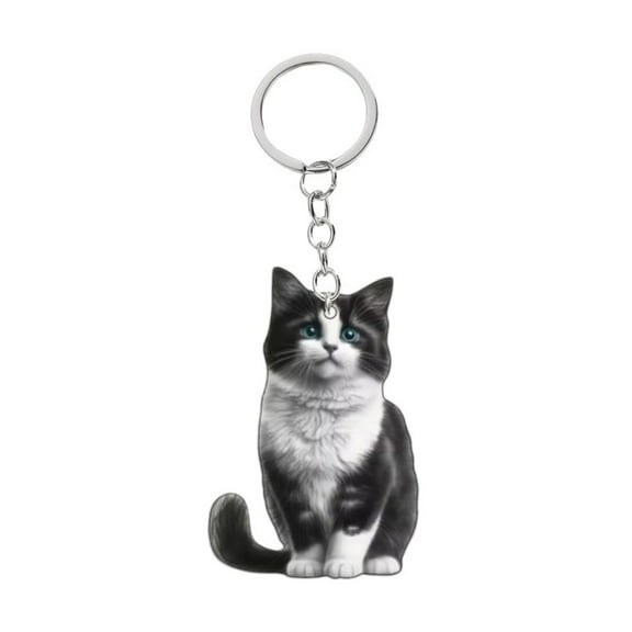 Cute Cat Car Hanging Ornament, 2D Flat Cat Keychain Acrylic Funny Kitty Car Interior Charms Accessories Keyring Keychains Backpack Decoration