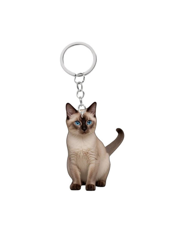 Cute Cat Car Hanging Ornament, 2D Flat Cat Keychain Acrylic Funny Kitty Car Interior Charms Accessories Keyring Keychains Backpack Decoration