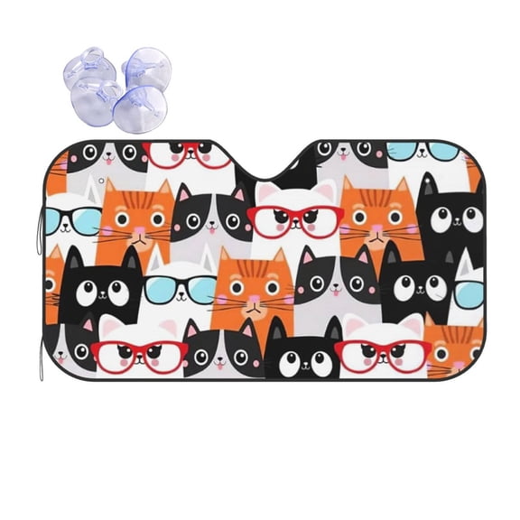 Cute Cat Car Windshield Sun Shade Universal Fit Auto Sun Visor Protector