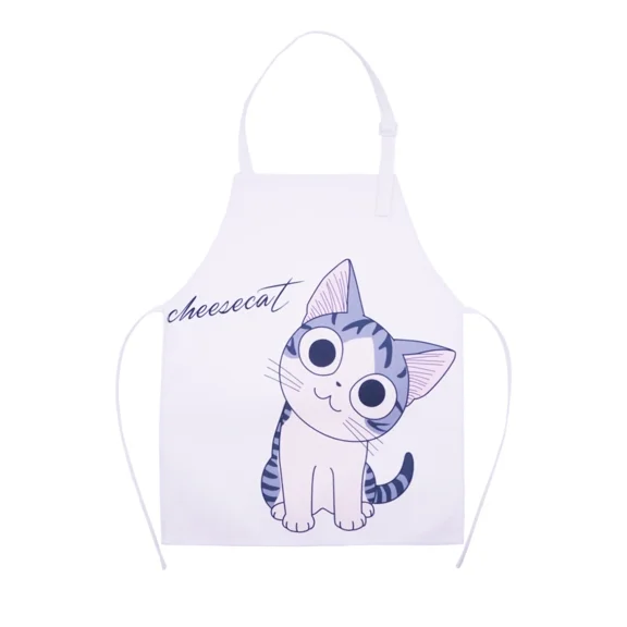 Cute Cat Cartoon Apron For Kids Japanese Fun Cotton Kitchen Apron Teen Size