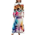 thumbnail image 1 of Cute Cat Cartoon Art Women's Long Dress Long Sleeves Dress Vintage Dresses Party Maxi Dress High Waist Dress, 1 of 4