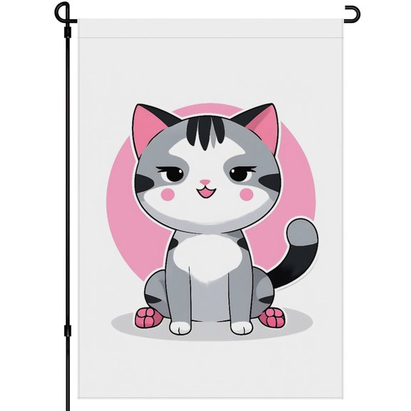 Cute Cat Cat Lover Double Colored Outdoor Garden Flags for House Lawn Balcony Patio Deco Cartoon Style Versatile Porch Decor 28x40 Inches Durable Kitten Fluffy Cat Porch Flag