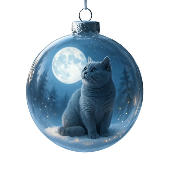Cute Cat Christmas Ball Ornaments Collection, Handcrafted 3D Snow Globe Figurines with Winter Animal Designs - Festive Tree & Mantel Holiday Decor for Cat Lovers, Unique Home Accents