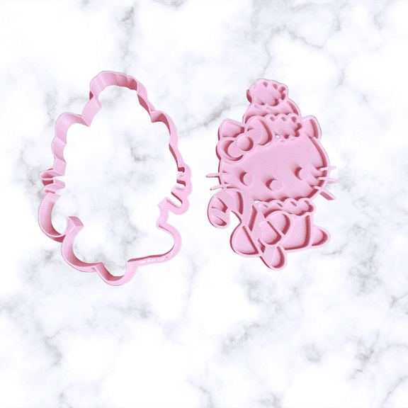 Cute Cat Christmas Cutter +Stamp 4 Inches each