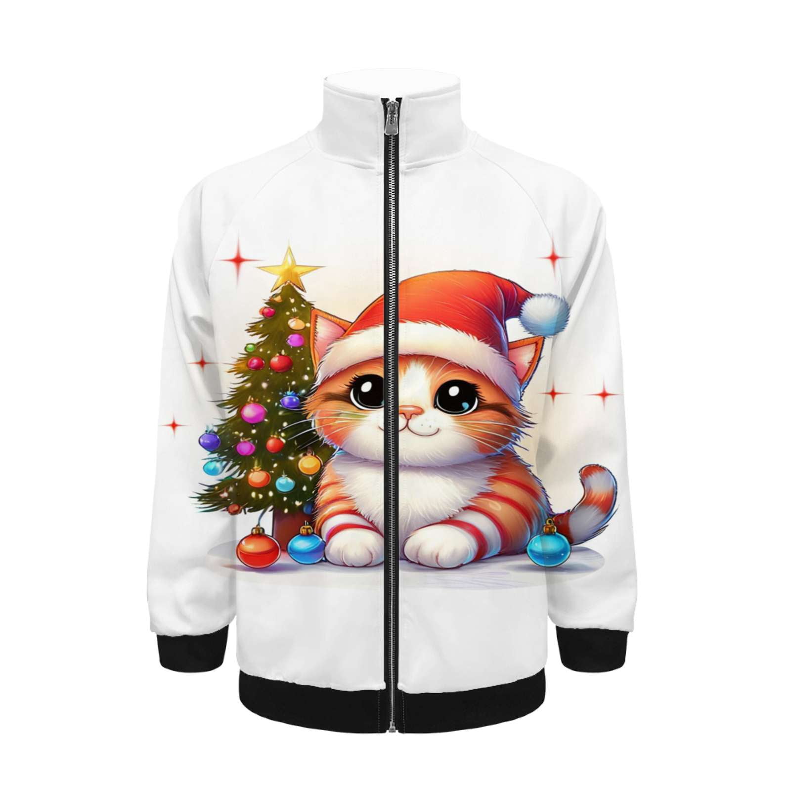 Cute Cat Christmas Decor Jacket Men's Street Cool Long Sleeves Coat ...