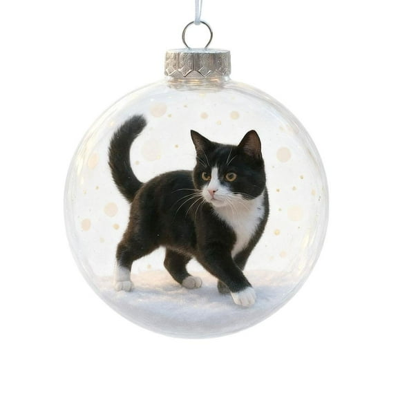 Cute Cat Christmas Glass Ornaments Collection,Cat Ornaments for Christmas Tree,3D Cute Cats Ball Ornament for Xmas Home Party Centerpiece Mantel, Fall Winter Home Decor,Gifts for Cats Lovers