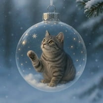 Cute Cat Christmas Glass Ornaments Collection, Tabletop Ornaments for Christmas Tree, Perfect Holiday Decor for Cat Lovers, for Xmas Home Party Centerpiece Mantel, Unleash Festive Charm