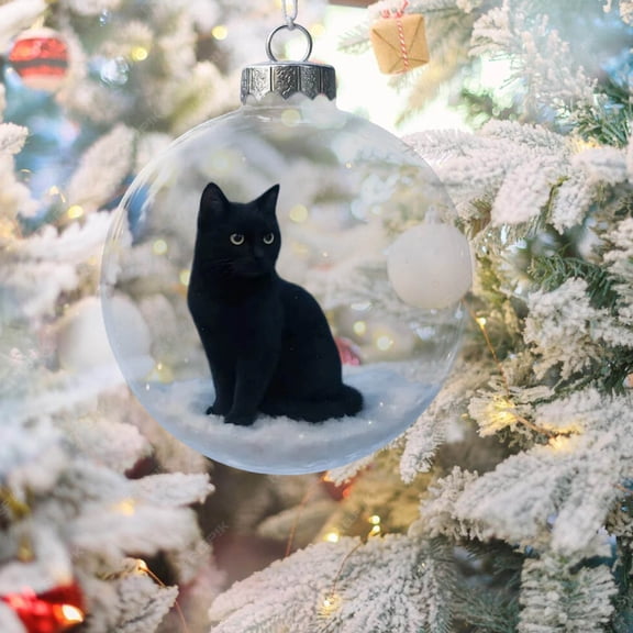 Cute Cat Christmas Glass Ornaments Collection, Tabletop Ornaments for Christmas Tree, Perfect Holiday Decor for Cat Lovers, for Xmas Home Party Centerpiece Mantel, Unleash Festive Charm