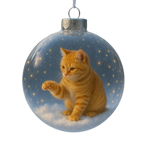 Cute Cat Christmas Ornament – Adorable Holiday Hanging Decoration for Tree, Wreath, Mantel, Gift for Cat Lovers, Resin Animal Pendant for Festive Ambiance & Pet-Themed Decor