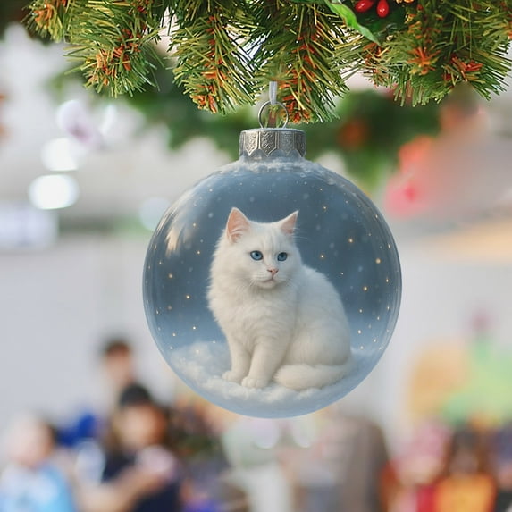 Cute Cat Christmas Ornaments Collection, Cat Christmas Ornament Ball, Vivid Cute Xmas Kitten Decor for Tree, Cat Xmas Ornaments, for Cats Lovers Fall Winter Party Mantel Home Decor B