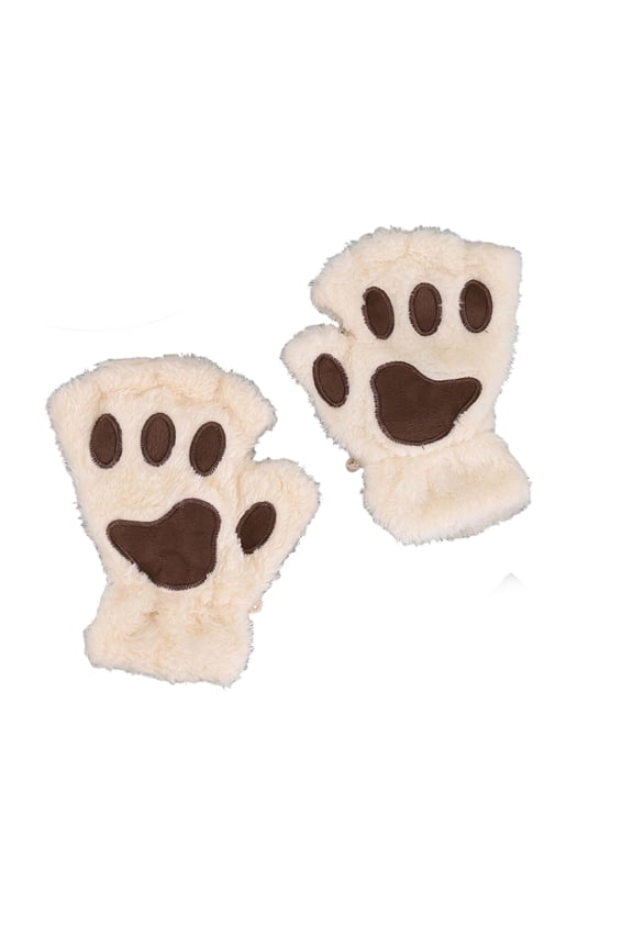 Cute Cat Claw Gloves Half Finger Warm Cold Protection Gloves Cute Kitten Furry Paws Winter Fingerless Women's