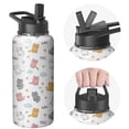 Cute Container House Cute Cat and Cloud White Pattern Insulated Water Bottle with Straw ...