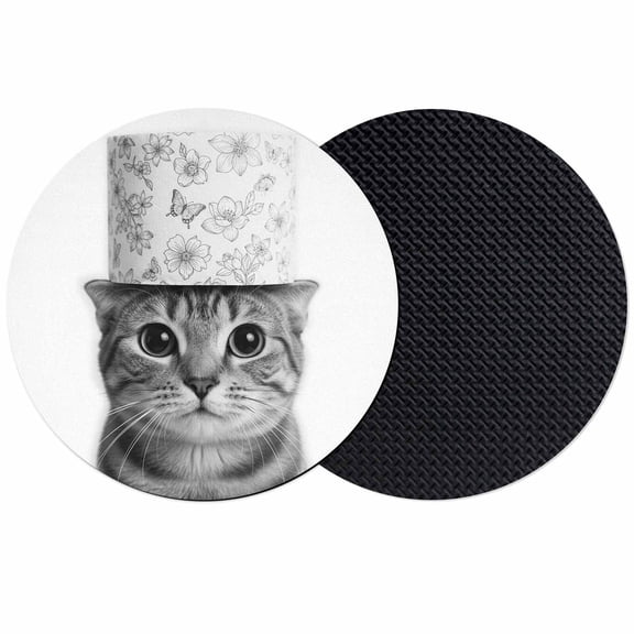 Cute Cat Coasters Set of 2, Absorbent Coasters for Drinks, Funny Animal Toilet Paper Abstract Art Coaster for Desk Coffee Table Protection, Home Decor House Warming Gifts 4"