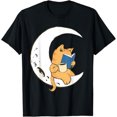Cute Cat Coffee Book And Moon Men Unisex TShirt Size S5XL