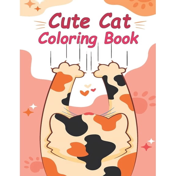 Cute Cat Coloring Book: simple designs, (Paperback)