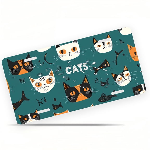 Cute Cat Compilation Funny Personalized License Plate Rust-proof Stainless Steel Metal License Plate Suitable For Men And Women 12.2" x 6.2"
