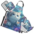 thumbnail image 1 of Cute Cat Corals Undersea Apron Set with Oven Mitts Pot Holders Set of 5 Kitchen Stuff Accessories, 1 of 6