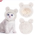 thumbnail image 1 of Cute Cat Costume Fluffy Bear Panda Ears Pet Hat, Soft Cotton Linen Adjustable Costume Cap, Cute Photo Prop Headwear for Small Medium Kittens Puppies, Holiday Birthday Party Cosplay Pet Accessory, 1 of 10