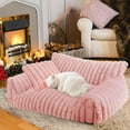 thumbnail image 1 of Cute Cat Couch Bed for Indoor Cats, Fluffy Pet Cat Sofa with Premium Soft Corduroy Fleece, Cute Small Dog Beds for Small Dogs, Fuzzy Puppy Chair with Removable Washable Cover (30x20x10,Pink), 1 of 14