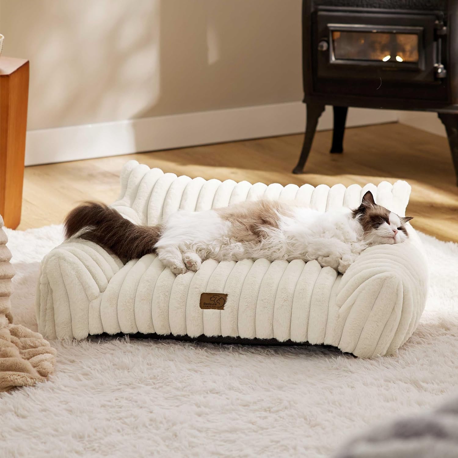 Cute Cat Couch for Pets Fluffy Cat Sofa with Premium Soft Corduroy