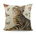 Cute Cat Covers Lovely Cartoon Pattern Beige Background Throw