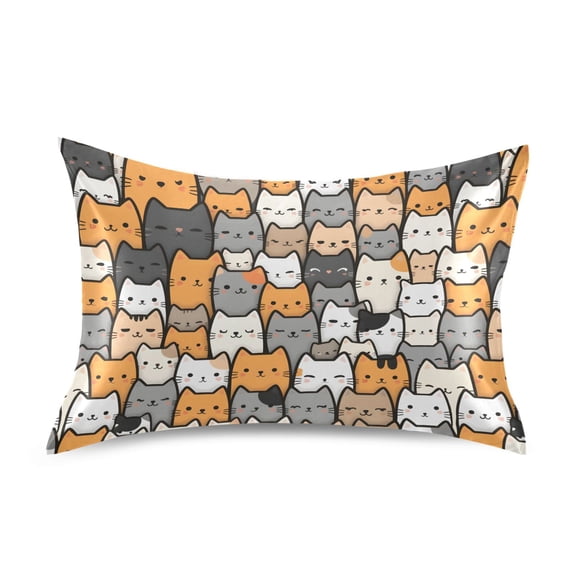 Cute Cat Crowd Pillowcase Queen Size Luxury Silky Soft Wrinkle Resistant Envelope Closure 30x20in