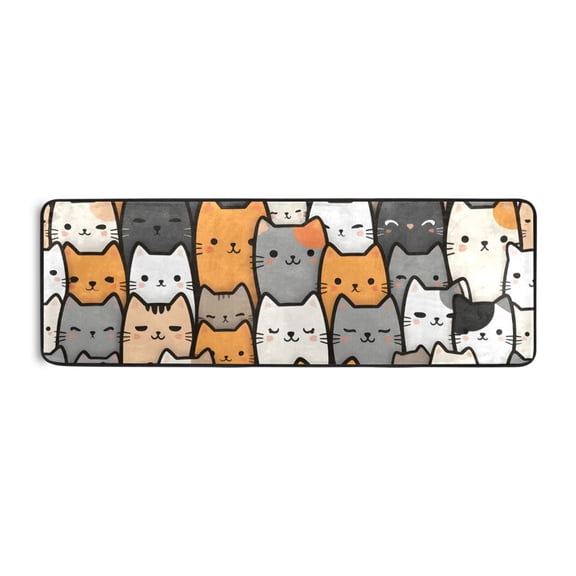 Cute Cat Crowd Runner Rug 24x72 Inch Cushioned Non Slip Soft Absorbent Floor Mat