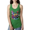 thumbnail image 1 of Cute Cat | Dean Russo Art Animal Lover Ladies Racerback Tank Top, Kelly, Medium, 1 of 6