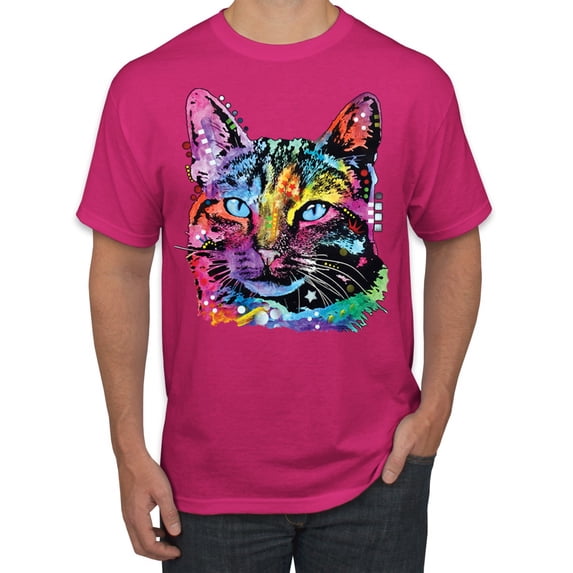 Cute Cat | Dean Russo Art Animal Lover Men's T-Shirt, Fuschia, XX-Large