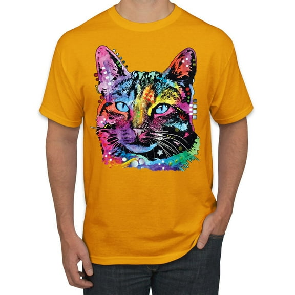 Cute Cat | Dean Russo Art Animal Lover Men's T-Shirt, Gold, Medium