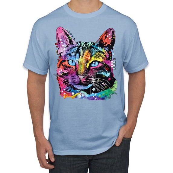 Cute Cat | Dean Russo Art Animal Lover Men's T-Shirt, Light Blue, X-Large
