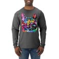 thumbnail image 1 of Cute Cat | Dean Russo Art Animal Lover Mens Long Sleeve Shirt, Heather Black, Small, 1 of 6