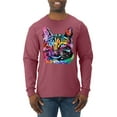 thumbnail image 1 of Cute Cat | Dean Russo Art Animal Lover Mens Long Sleeve Shirt, Vintage Heather Red, X-Large, 1 of 6