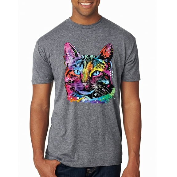 Cute Cat | Dean Russo Art Animal Lover Mens Premium Tri Blend T-Shirt, Premium Heather, X-Large