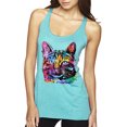 thumbnail image 1 of Cute Cat | Dean Russo Art Animal Lover Tri-Blend Racerback Tank Top, Tahiti Blue, Small, 1 of 6