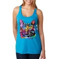thumbnail image 1 of Cute Cat | Dean Russo Art Animal Lover Tri-Blend Racerback Tank Top, Vintage Turquoise, Medium, 1 of 6