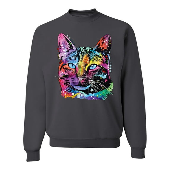 Cute Cat | Dean Russo Art Animal Lover Unisex Crewneck Sweatshirt, Charcoal, X-Large